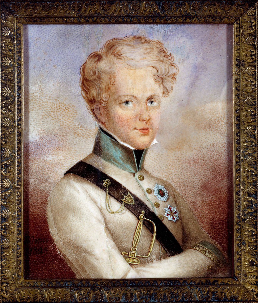 Porträtt av kungen av Rom Napoleon II, hertig av Reichstadt (1811-1832) son till kejsar Napoleon I (1769-1821) Anonym målning. 1829 Privat samling av Anonymous Anonymous