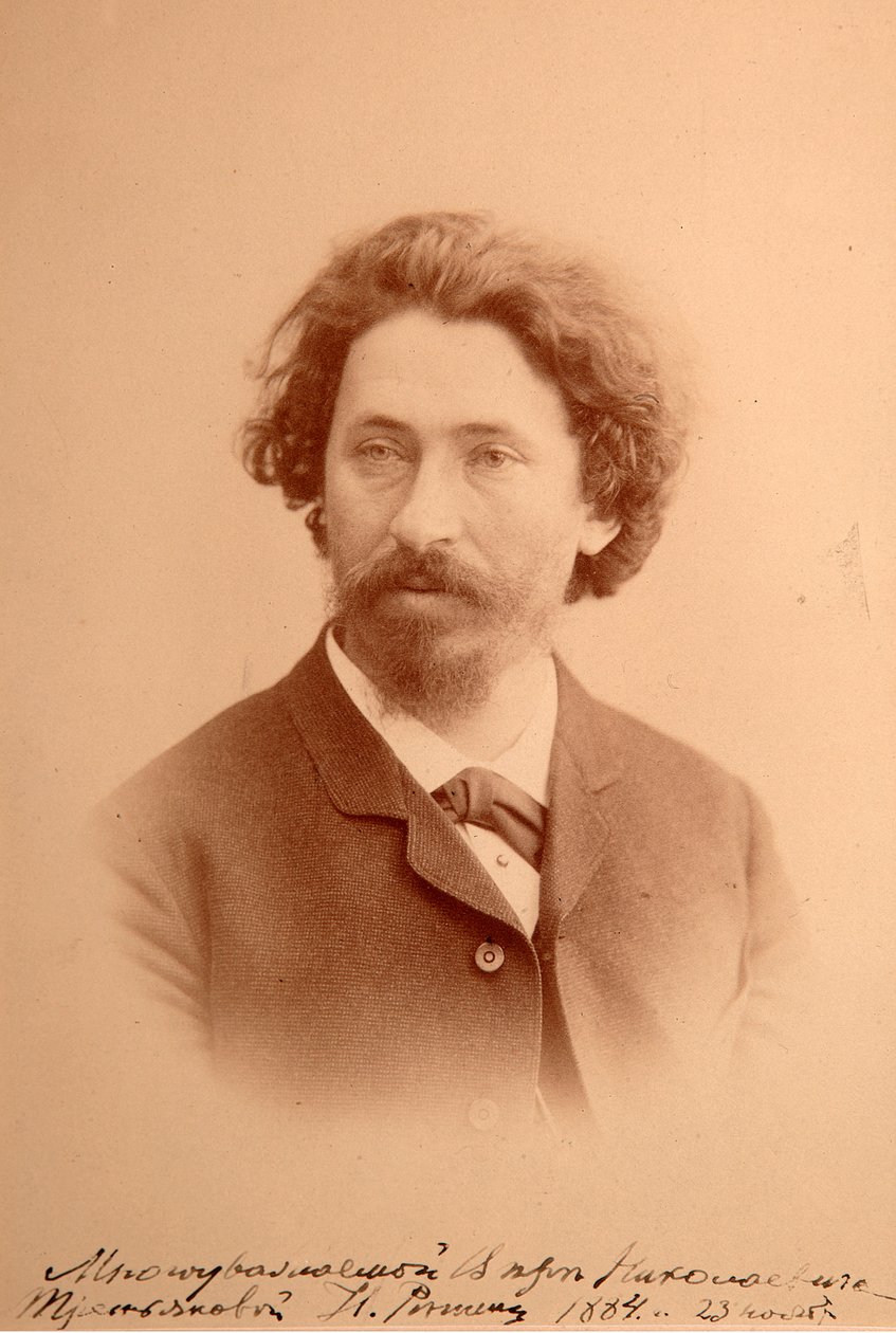 Porträtt av konstnären Ilya Iefimovitch Repine (Ilia Yefimovich Repin) (1844-1930). Albumin foto av Anonymous Anonymous