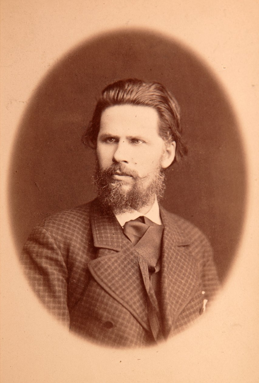 Porträtt av konstnären Ivan Nikolaievitch (Nikolaevich) Kramskoi (1837-1887). Albumin foto av Anonymous Anonymous