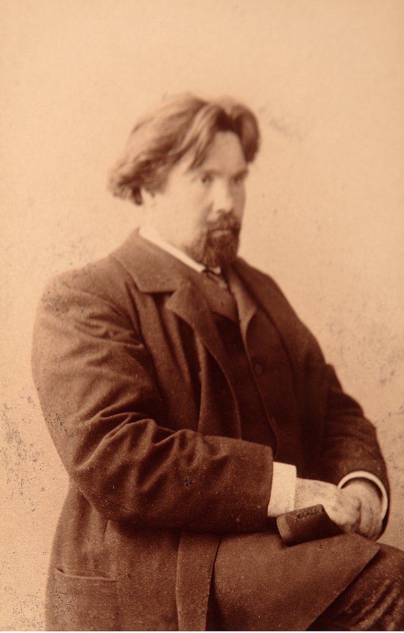 Porträtt av konstnären Vasilli Ivanovich Sourikov (Vasily Surikov ou Vassili Surikow) (1848-1916). Albumin foto av Anonymous Anonymous
