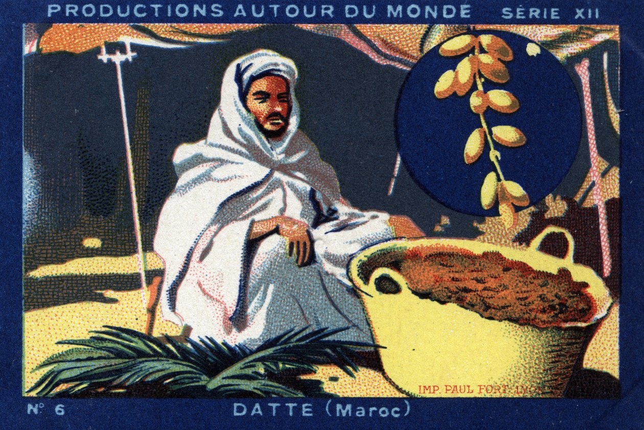 Produktioner runt om i världen: Dejt i Marocko. 1933 kromolitografi i "" Album Joseph-Milliat"" av Anonymous Anonymous