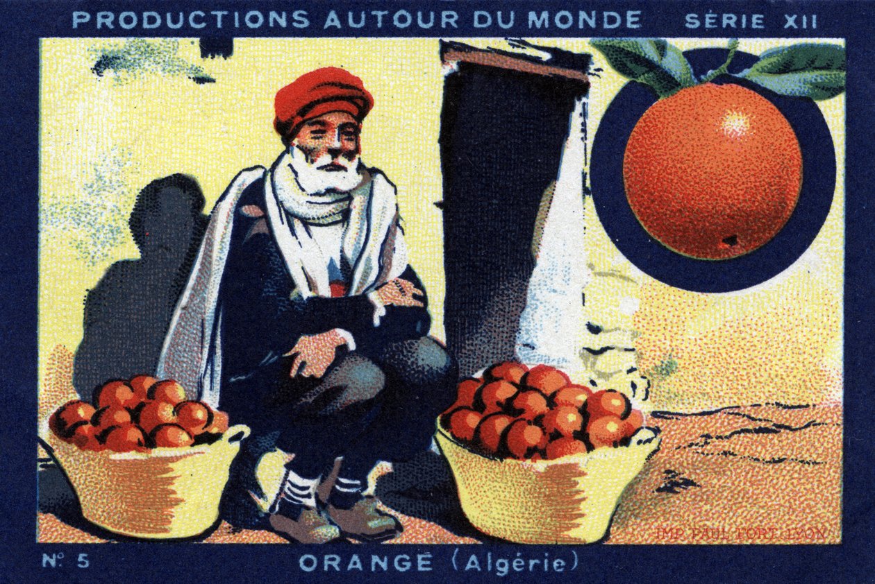 Produktioner runt om i världen: Orange i Algeriet. Kromolitografi från 1933 i "" Joseph-Milliat Album"" av Anonymous Anonymous