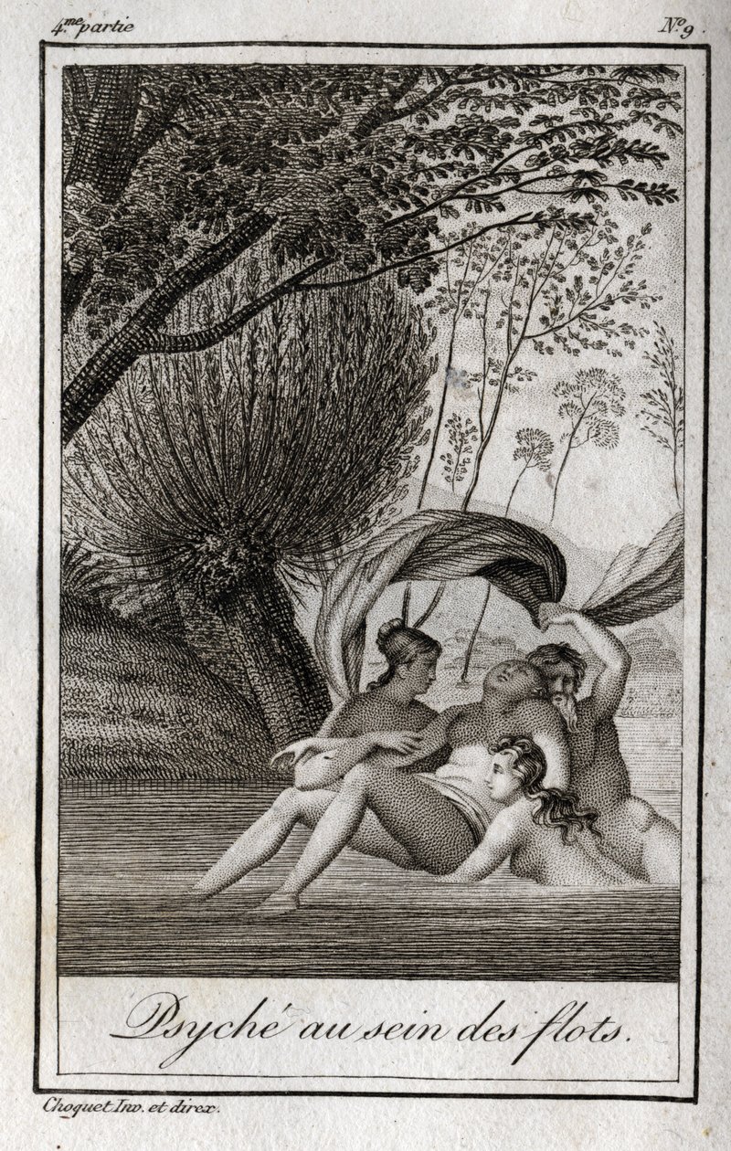 Psyket i vågorna. Gravyr från 1819 i "Lettres a Emilie sur la mythologie" av Charles Albert Demoustier (1760-1801). Privat samling. av Anonymous Anonymous