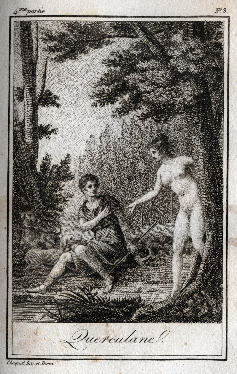 QUERCULANES, nymfer, kanalskydd. Gravyr från 1819 i "Lettres a Emilie sur la mythologie" av Charles Albert Demoustier (1760-1801). Privat samling. av Anonymous Anonymous