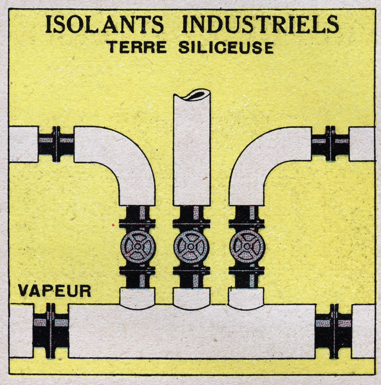 Strålning och konduktivitet: industriell isolering. Vi omger rören med kiseljordtegel. Anonym illustration från 1925. Privat samling. av Anonymous Anonymous