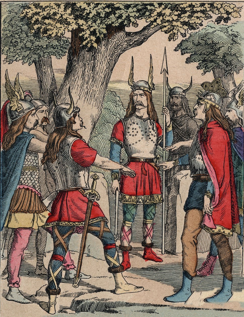 Representation av Vercingetorix (ca. 80-c. 46 f.Kr.) krigare och gallisk ledare för Arvernes-stammen utvald av sitt folk för att leda kriget mot romarna” (Porträtt av Vercingetorix (82 f.Kr.-46 f.Kr.) hövding för Arverni-stammen, utvalt av sitt folk att le av Anonymous Anonymous