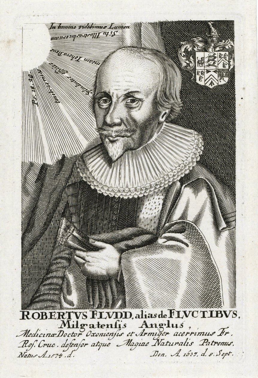 Robert Fludd (1574-1637) (Robertus de Waves), Anonym. Etsning, storlek: 15,5x10,2 av Anonymous Anonymous
