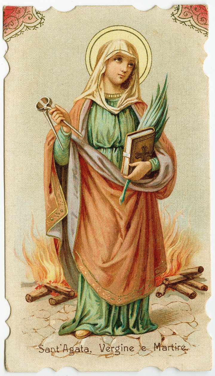 Saint Agatha av Sicilien (gravyr av Anonymous Anonymous