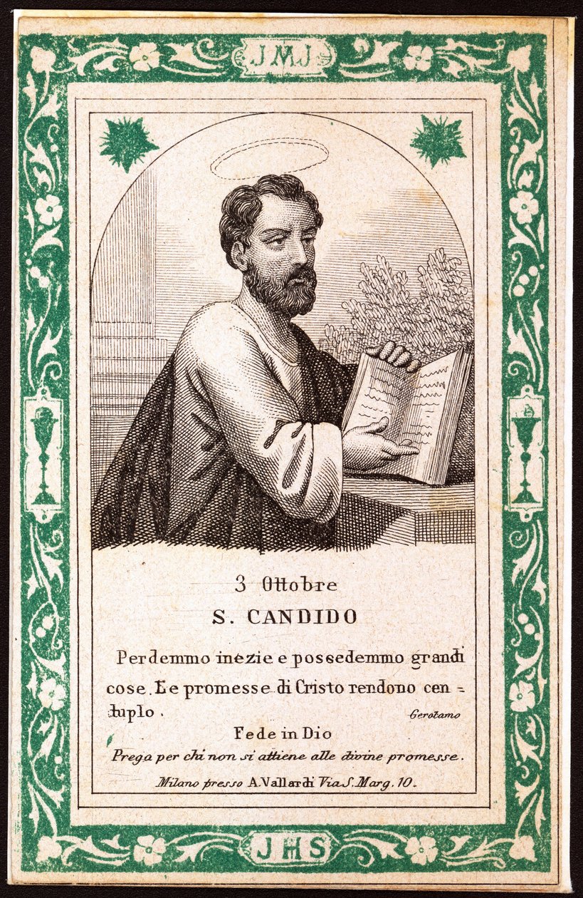 Saint Candide Pious bild. Vykort. början av 1900-talet. Privat samling av Anonymous Anonymous