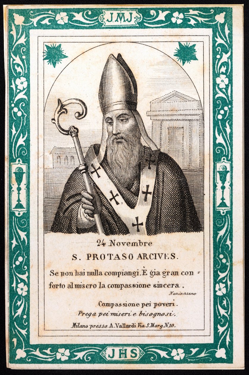 Saint protais, eveque av Milan from bild. Vykort. Början av 1900-talet. Privat samling av Anonymous Anonymous