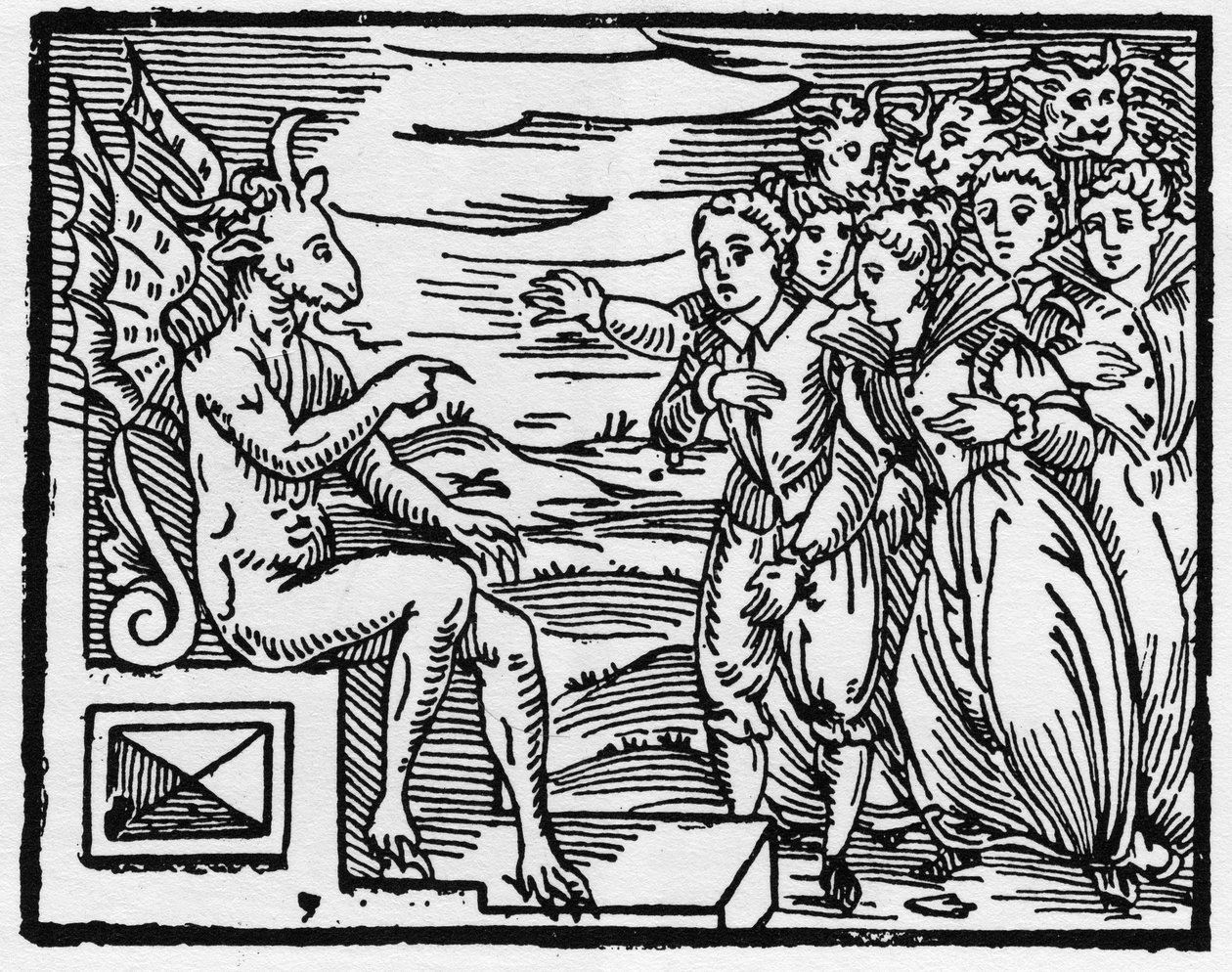 Satan kräver en pakt av de nya trollkarlarna - "Compendium Maleficarum", handlar om häxor, deras ondska och deras sortileges av Francesco Maria Guazzo eller Guaccio eller Guaccius (15?? -16??) 1608 privatsamling av Anonymous Anonymous