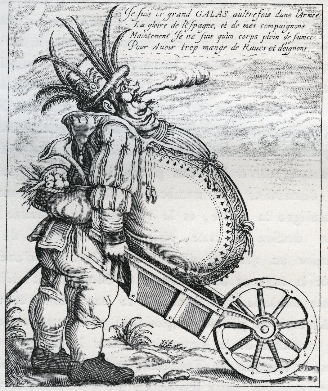 Satir mot Matthias Gallas (1584-1647) general för den kejserliga armén under trettioåriga kriget, efter hans pensionering 1636. Gravyr från 1600-talet. Privat samling. av Anonymous Anonymous