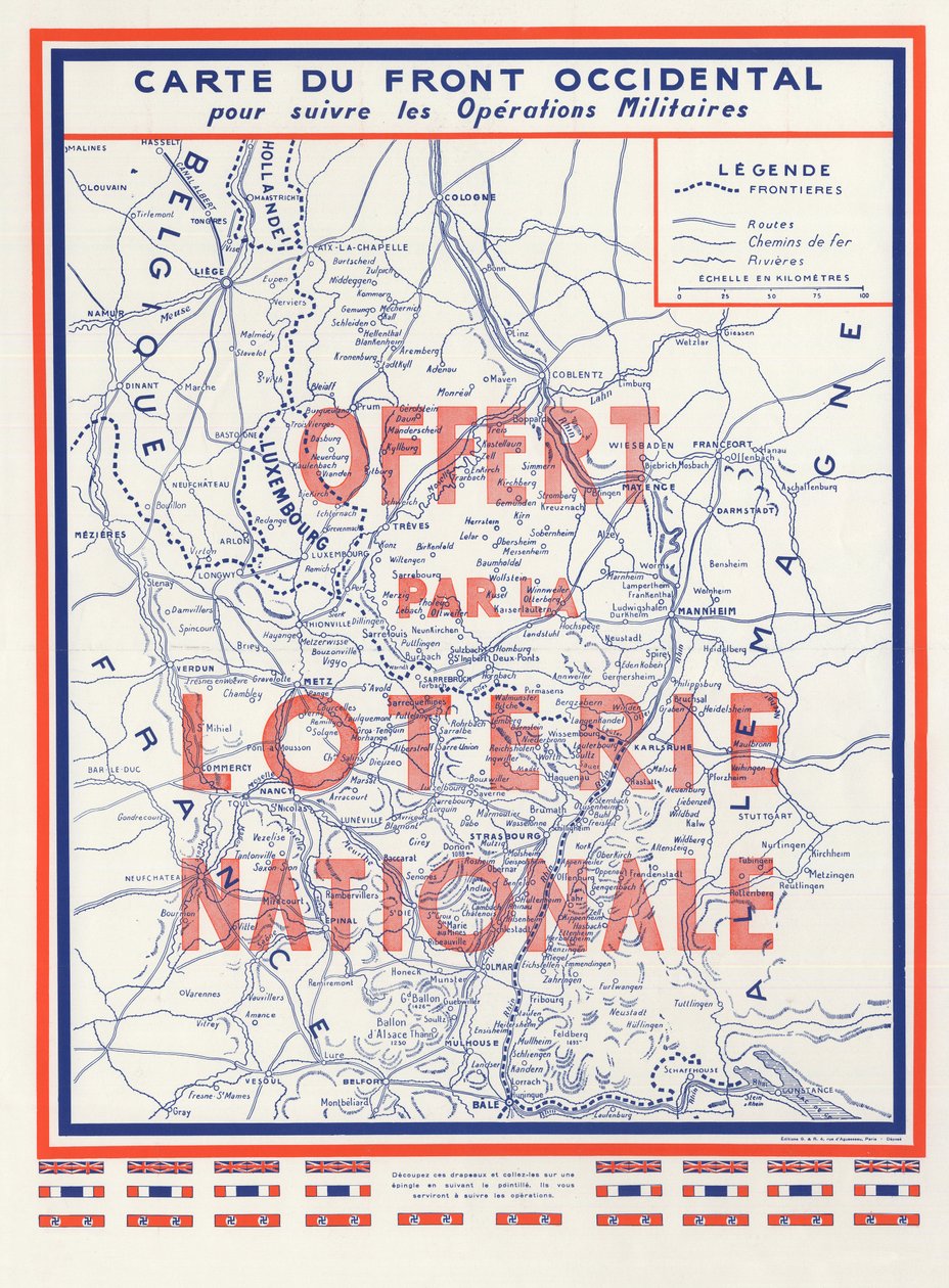Andra världskriget (2:a 2:a 2:a IIIe 39-45 1939-1945) - Kriget 1939 1945 - Karta över västfronten, donerad av National Lottery av Anonymous Anonymous