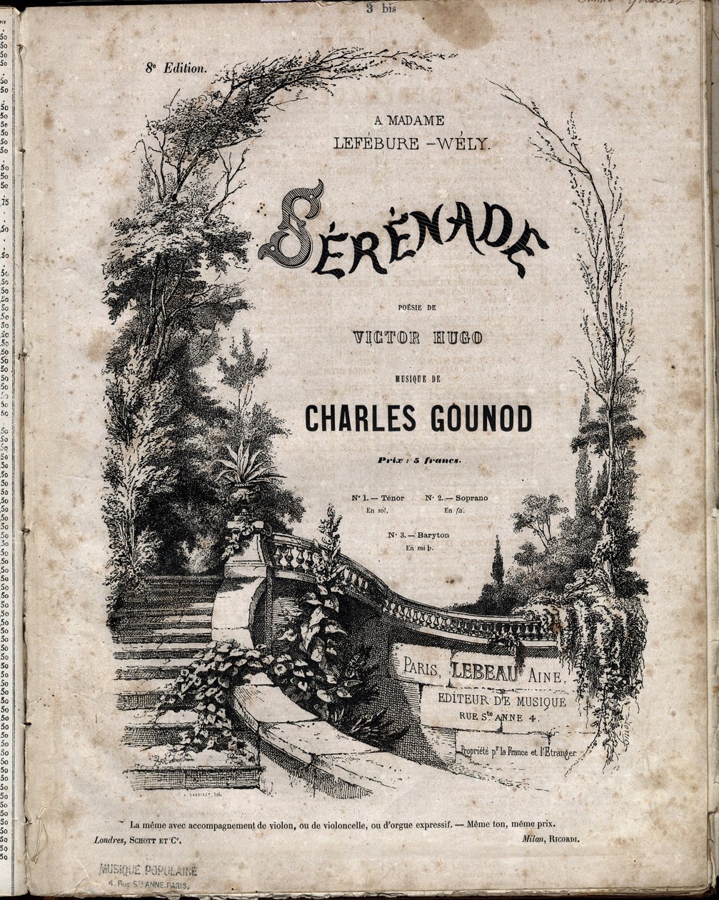 Noter till dikten "SERENADE" av Victor HUGO, musik av Charles Gounod. av Anonymous Anonymous