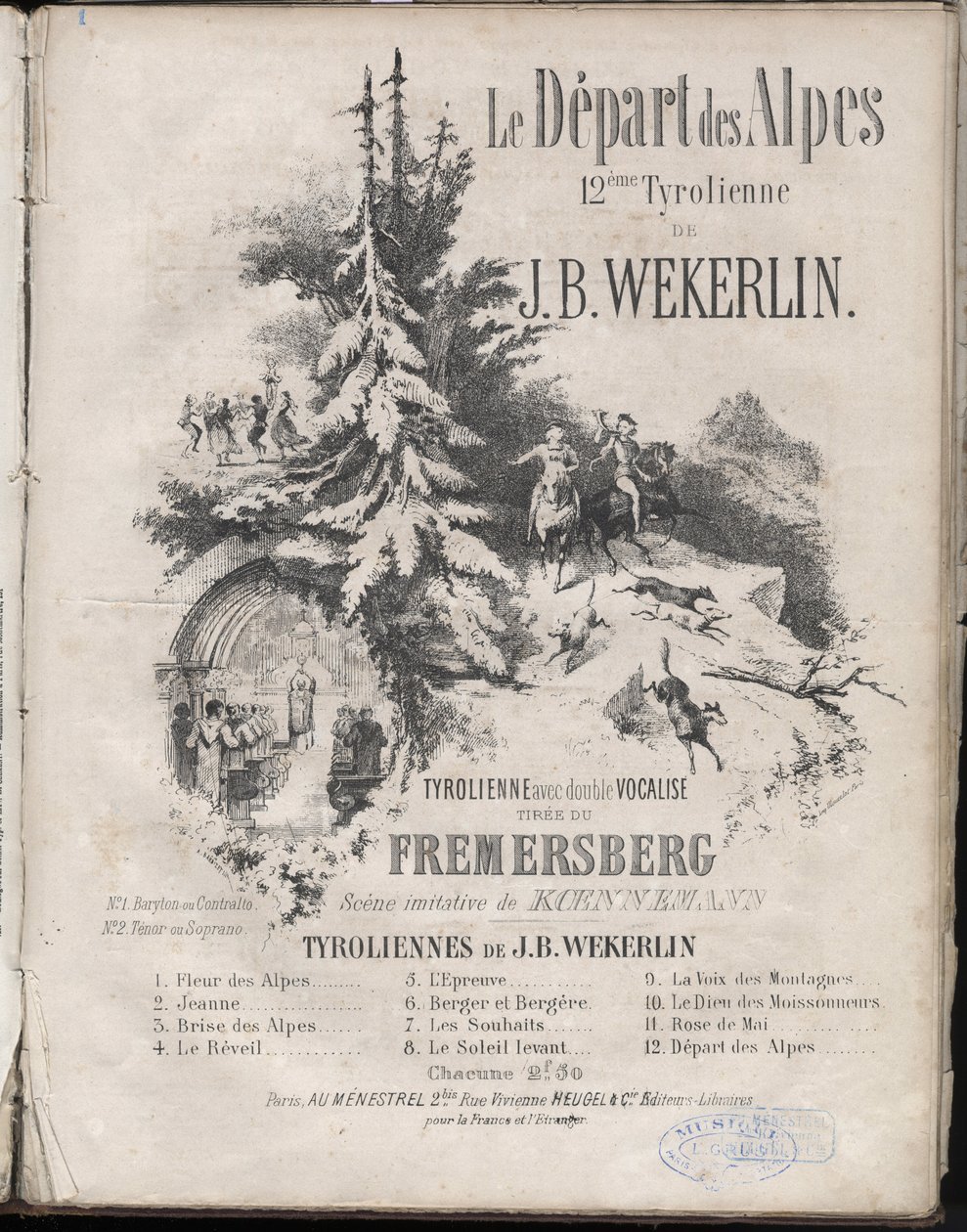Noter till "" Le depart des alpes""" 12:e zip-line av Jean-Baptiste (Jean Baptiste) Theodore Weckerlin eller Wekerlin 1821-1910 Privat samling. av Anonymous Anonymous