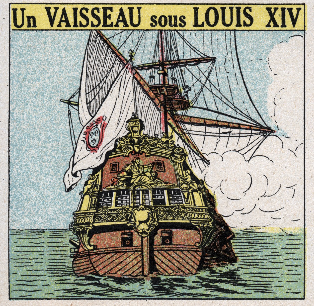 Skepp och skepp: ett skepp under Ludvig XIV (1638-1715). Anonym illustration från 1925. Privat samling. av Anonymous Anonymous
