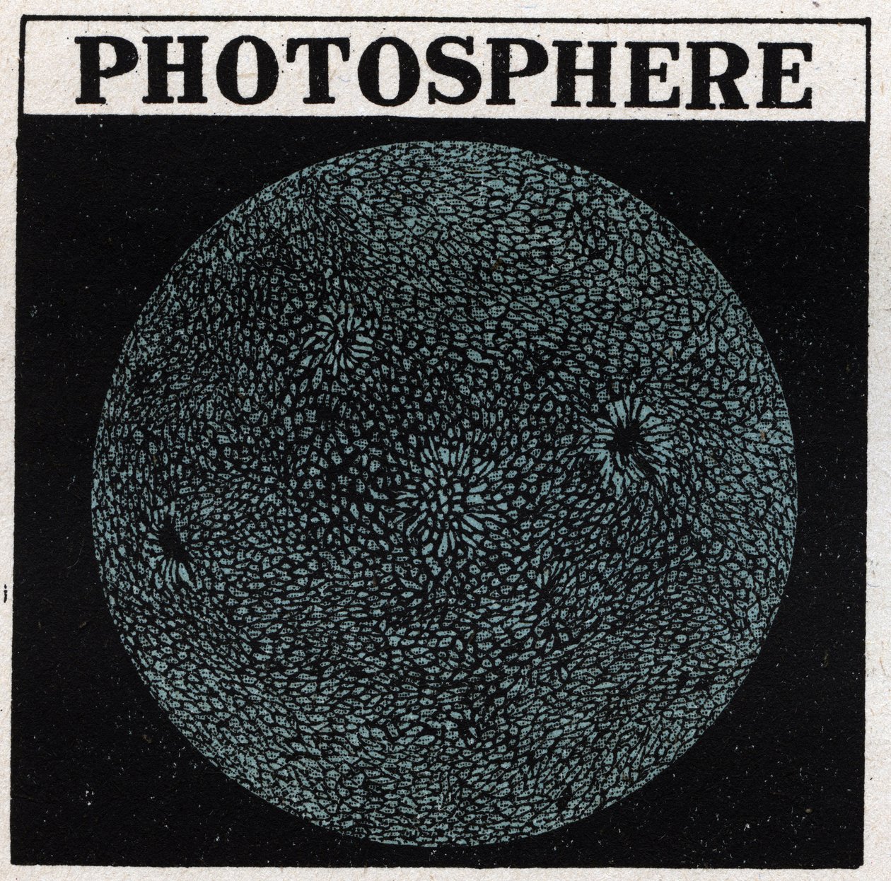 Spektralanalys: solens sammansättning. Solens yta kallas fotosfären. Anonym illustration från 1925. Privat samling. av Anonymous Anonymous