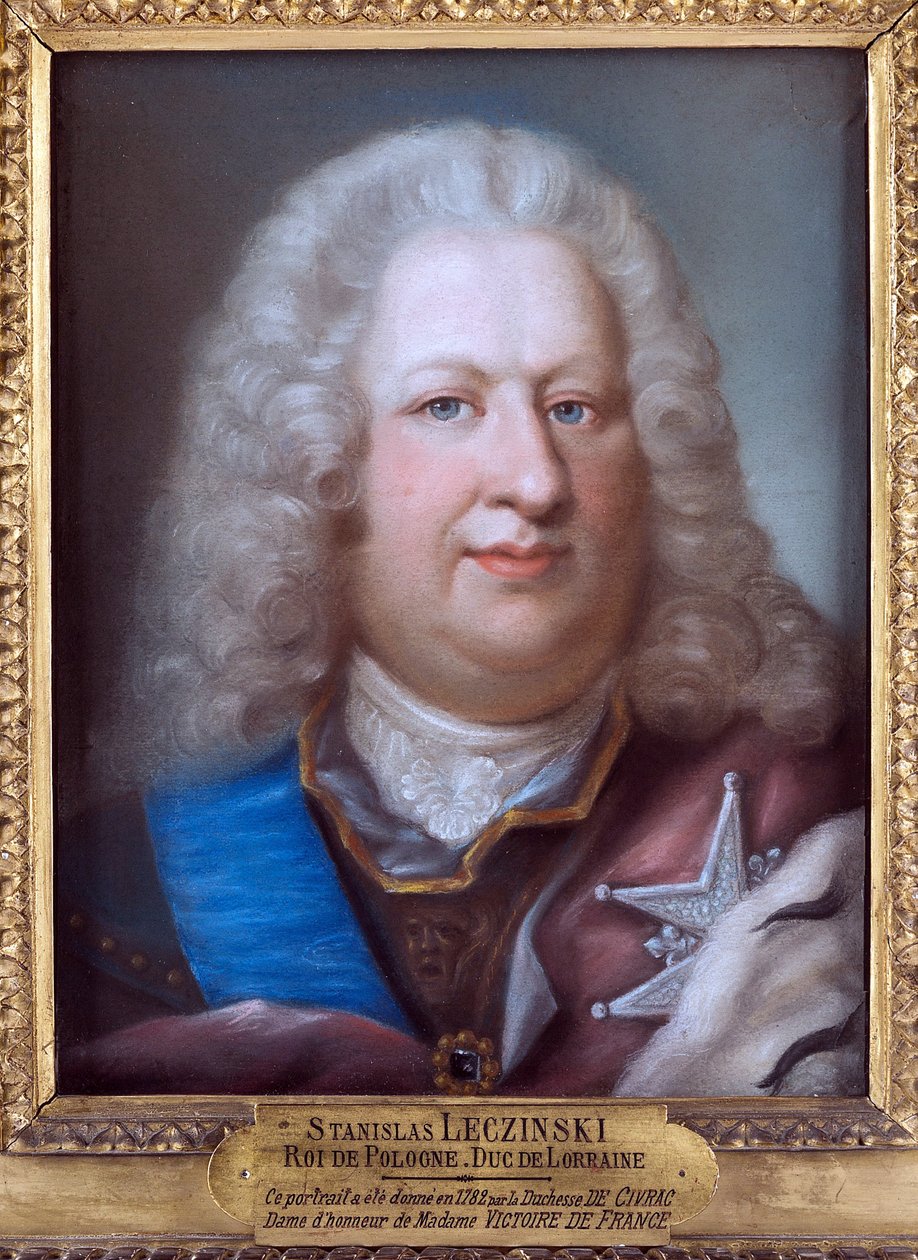 Stanislas I Leczinski, kallad Beneficenten - Porträtt av Stanislaw I Leszczynski (1677-1766), kung av Polen - Anonym. Pastell på papper, ca. 1755. Storlek: 39x29,5 cm. Privat samling av Anonymous Anonymous