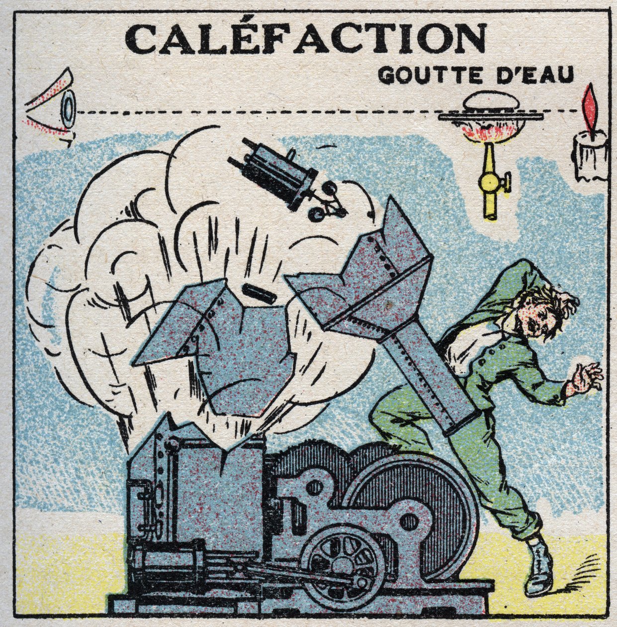 Ånggeneratorer: explosion av en panna orsakad av förkalkning. Anonym illustration från 1925. Privat samling. av Anonymous Anonymous