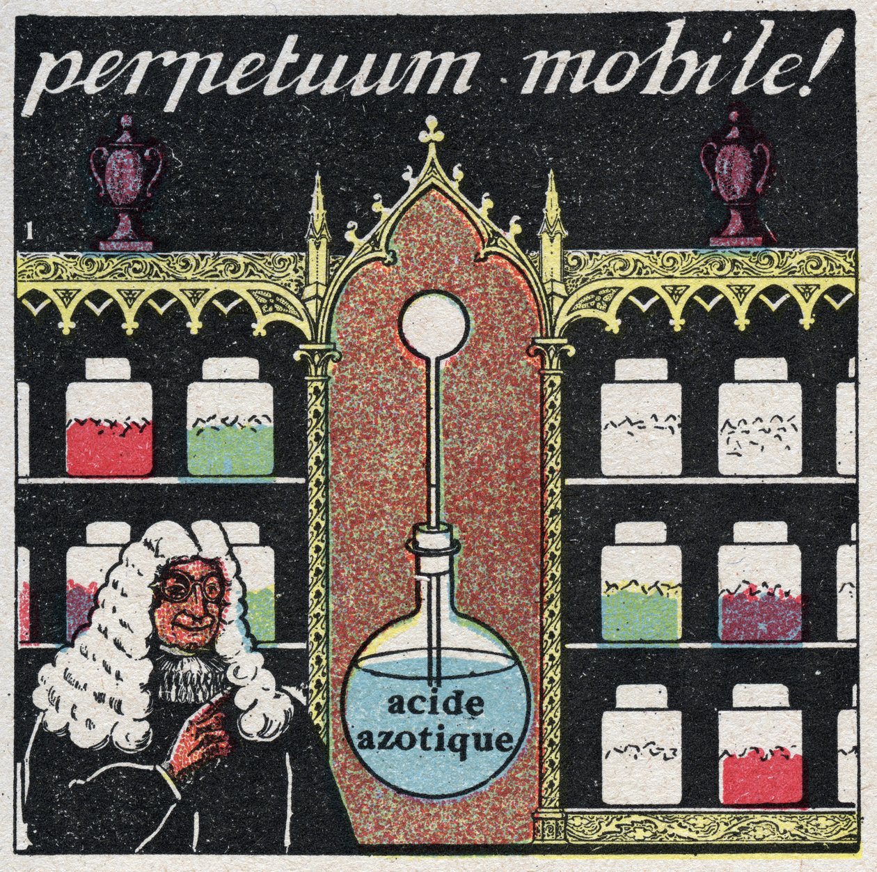 Temperatur och expansion: det "mobila perpetuumet", den första termometern som användes av apotekare på 1500-talet. Anonym illustration från 1925. Privat samling. av Anonymous Anonymous