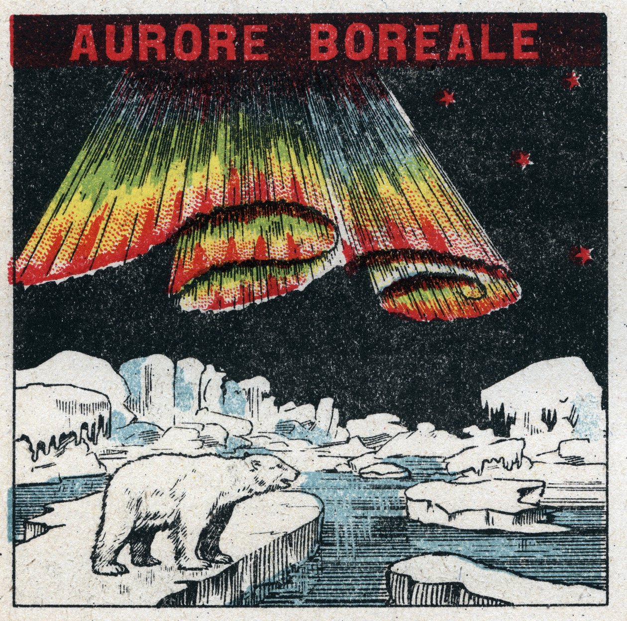 Jordbunden magnetism: norrsken i Arktis på grund av en magnetisk storm. Anonym illustration från 1925. Privat samling. av Anonymous Anonymous