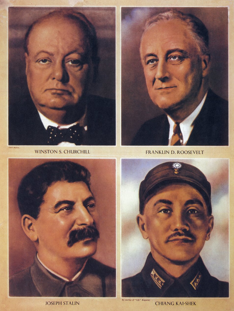 De allierade ledarna under andra världskriget - Winston Churchill, Franklin Delano Roosevelt, Joseph Stalin och Chiang Kai Shek - 1943 av Anonymous Anonymous