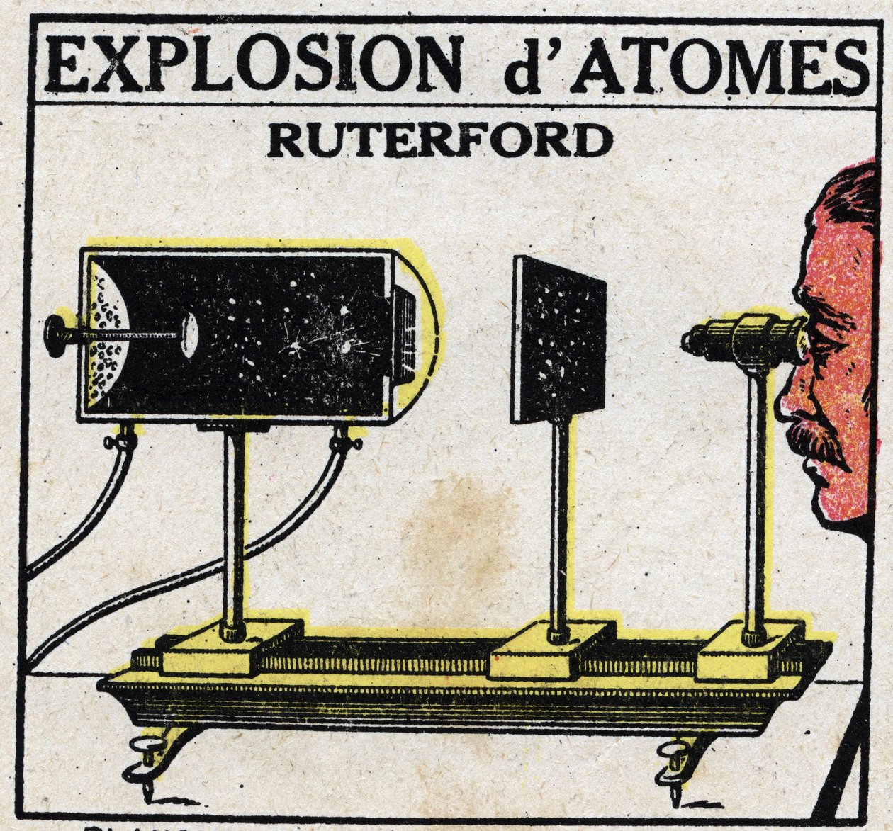 Atomen och vetenskapen: Explosion av atomer av Ernest Rutherford (1871-1937). Anonym illustration från 1925. Privat samling. av Anonymous Anonymous