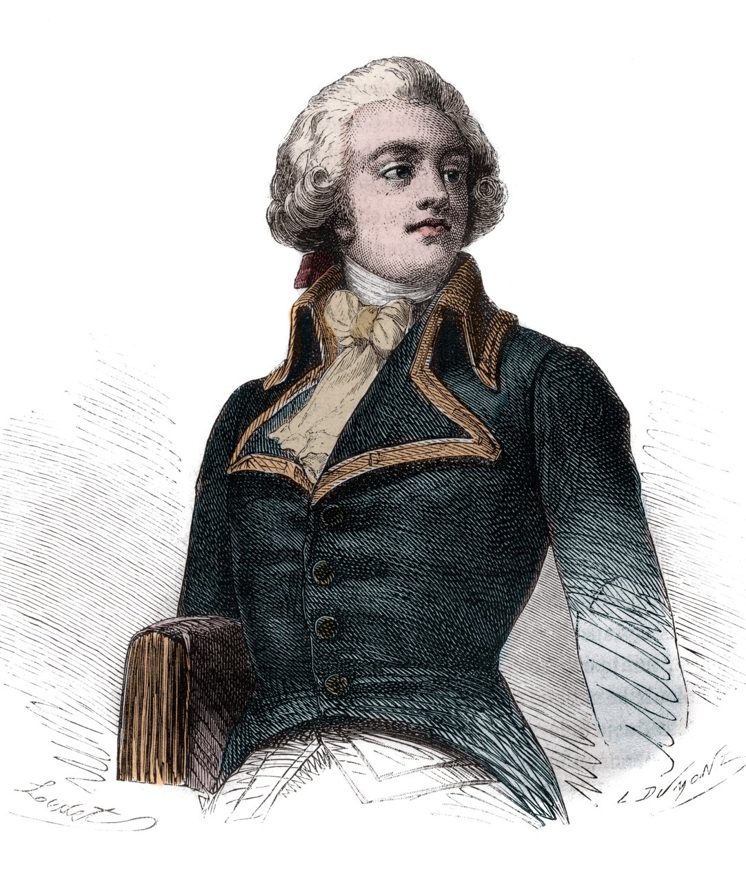 Greven Louis Marie de Narbonne-Lara (Narbonne Lara) (1755-1813) Fransk greve och general - Gravyr i "Histoire des Girondins" av Alphonse de Lamartine (1790-1869) 1865-1866 - Privat samling av Anonymous Anonymous