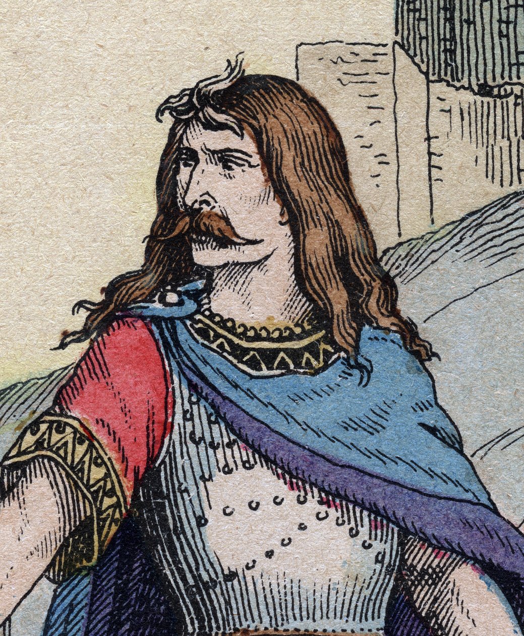 Den galliske hövdingen Vercingetorix (72-46 f.Kr.) - gravyr av Anonymous Anonymous