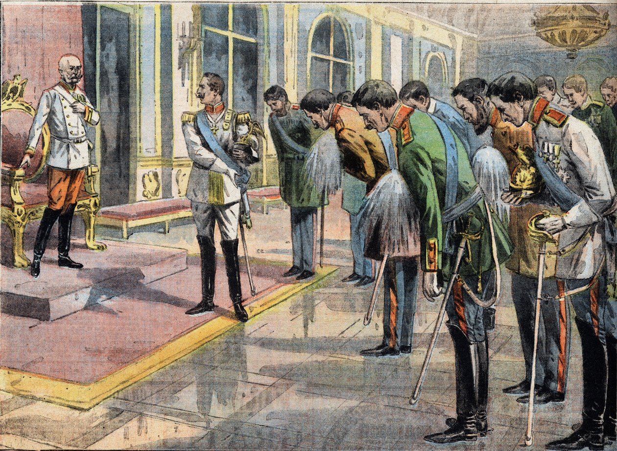 Jubileet av Francois Joseph I (1830-1916), Österrikes kejsare. Gravyr från tidningen "" Le Petité Parisien"" av Anonymous Anonymous