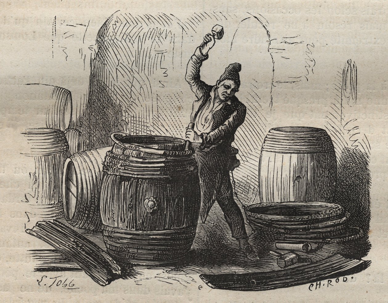 Cooper av Toulon Bagne på 1800-talet. Gravyr i "Fångarnas historia från deras skapelse till idag" (1877) av Pierre Zaccone (1817-1895) (Colonia Penale - Straffkoloni). Privat samling. av Anonymous Anonymous