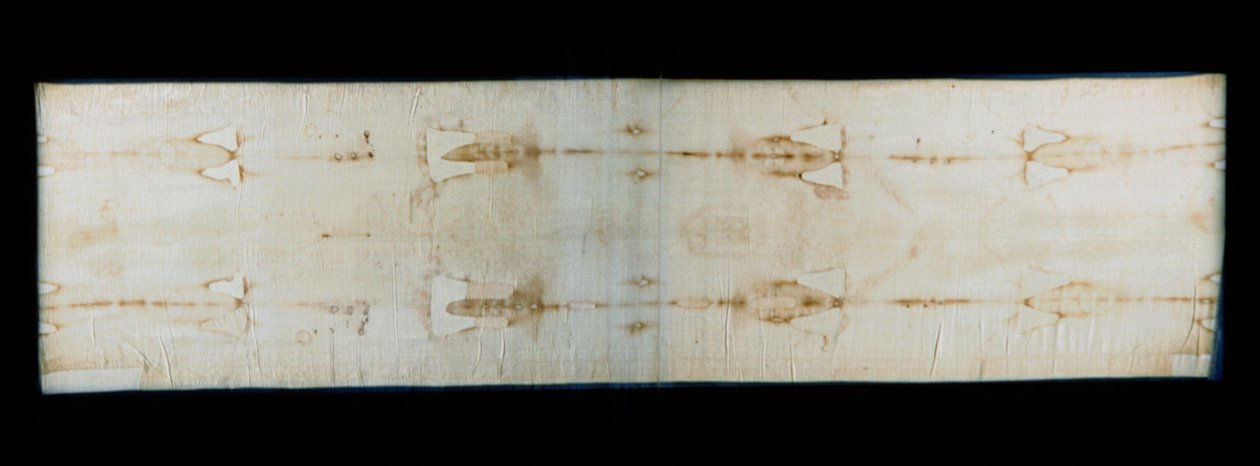 Turins heliga hölje (eller hölje eller sacra sindone), linnelakan som visar spår (förmodligen Kristi) av tortyr av en kropp. Kungliga kapellet i Cathedrale Saint John the Baptist i Turin, Italien. - The Holy Shroud of Turin (sacra sindone), gammal linje av Anonymous Anonymous