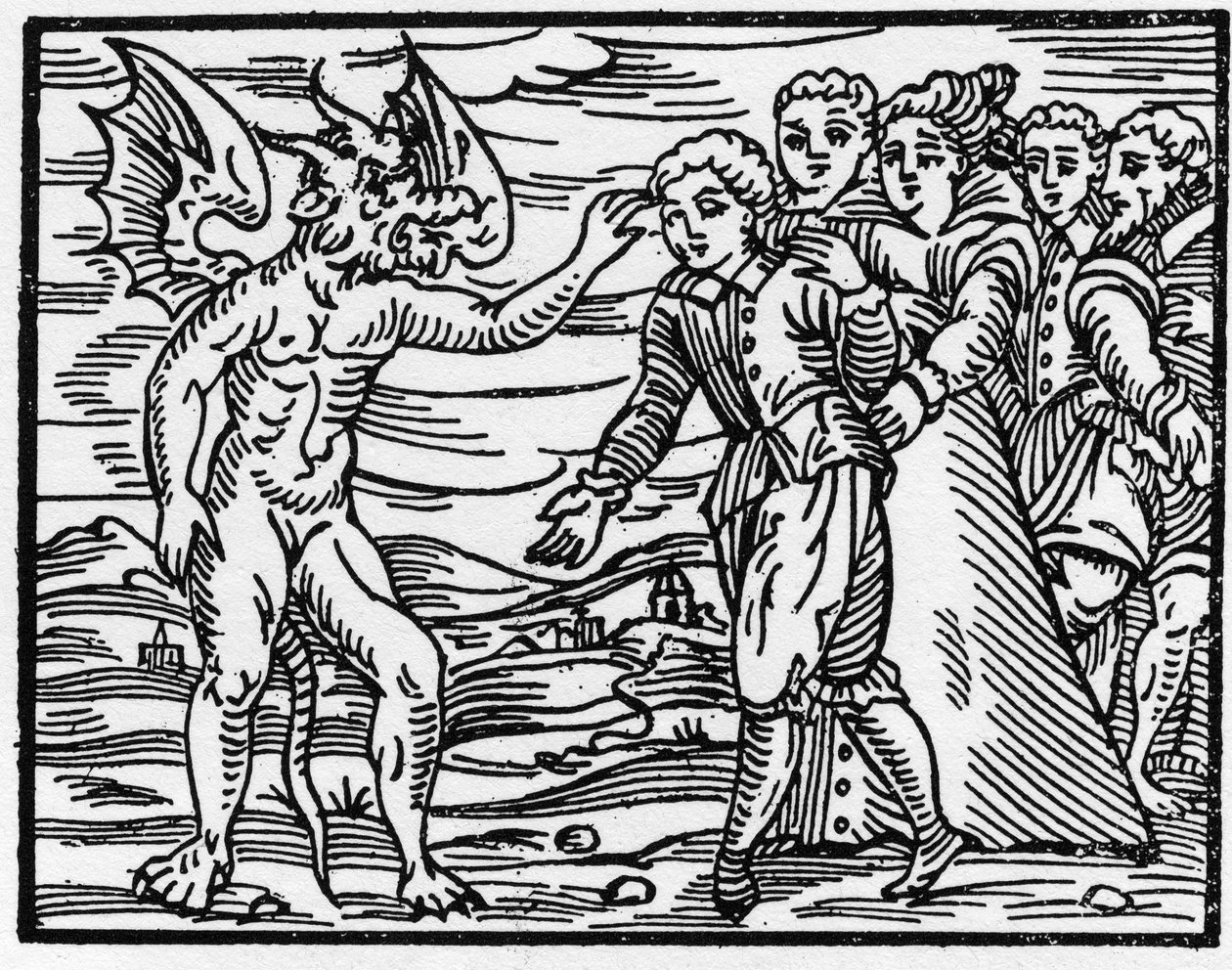Avtrycket av djävulens klo - "" Compendium Maleficarum"", handlar om häxor, deras ondska och deras sortileges av Francesco Maria Guazzo eller Guaccio eller Guaccius (15?? -16??) 1608 privatsamling av Anonymous Anonymous