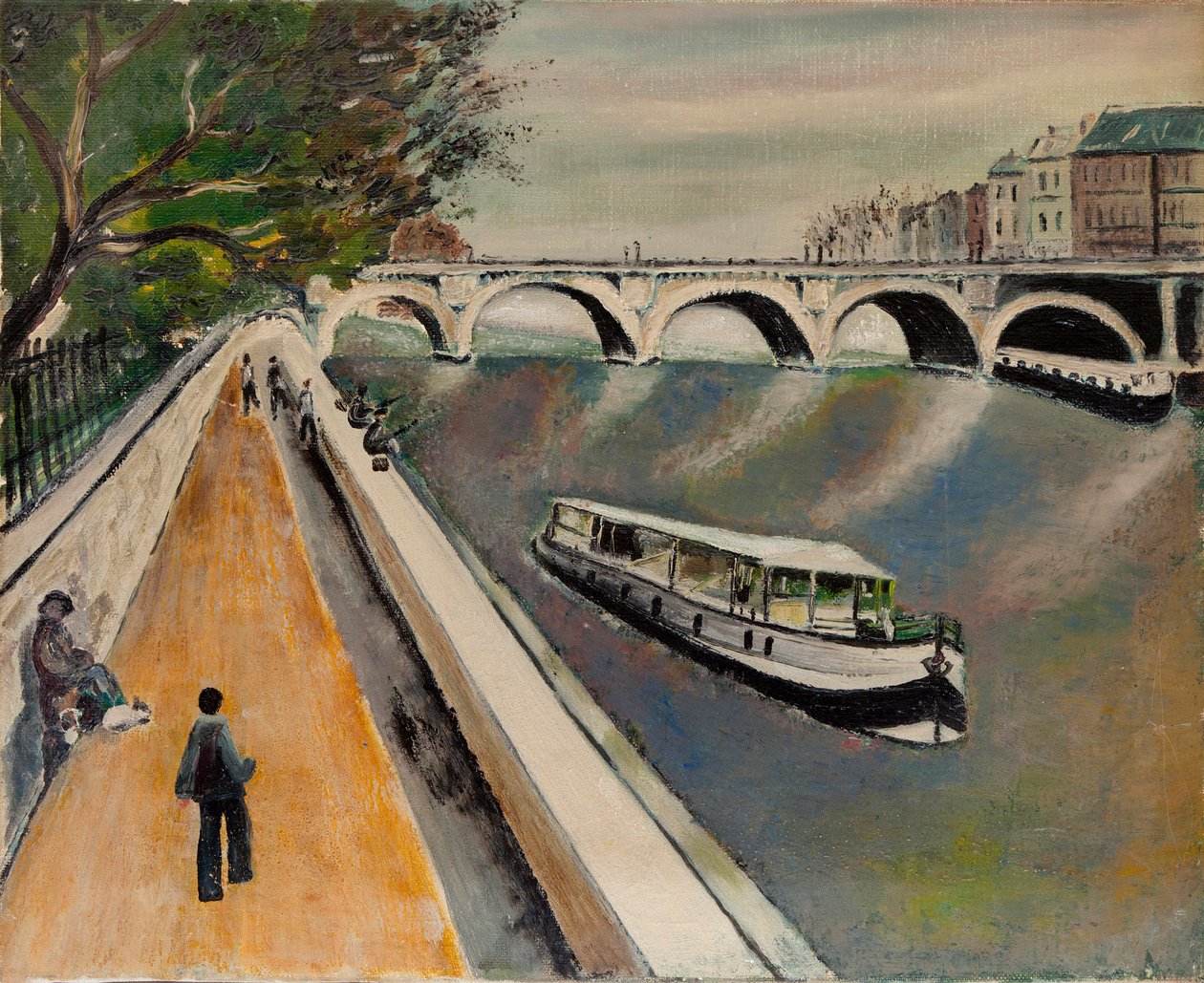 Den nya bron i Paris 1950 - anonym målning av Anonymous Anonymous