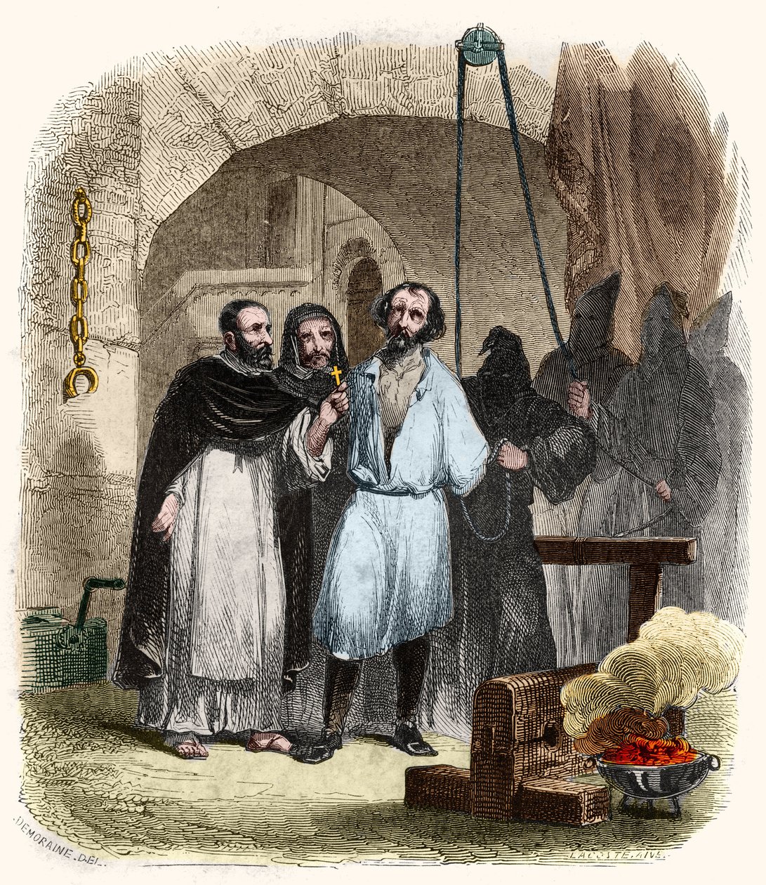 Frågan om rep på 1500-talet. Illustration i "" Mysteres of the Inquisition and Other Secret Societies of Spain"" Av Victor de Fereal, Suberwick, Manuel Galo de Cuendias. Utgiven av P. Boizard av Anonymous Anonymous