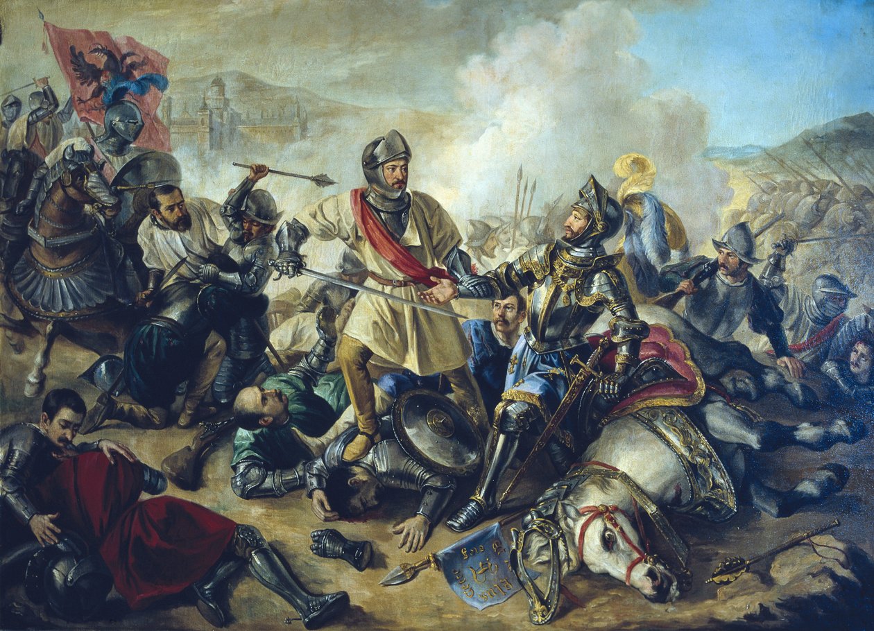 Johannes av Urbieta (d. 1553) tar fånge kung Frans I av Frankrike i slaget vid Pavia från februari av Anonymous Anonymous