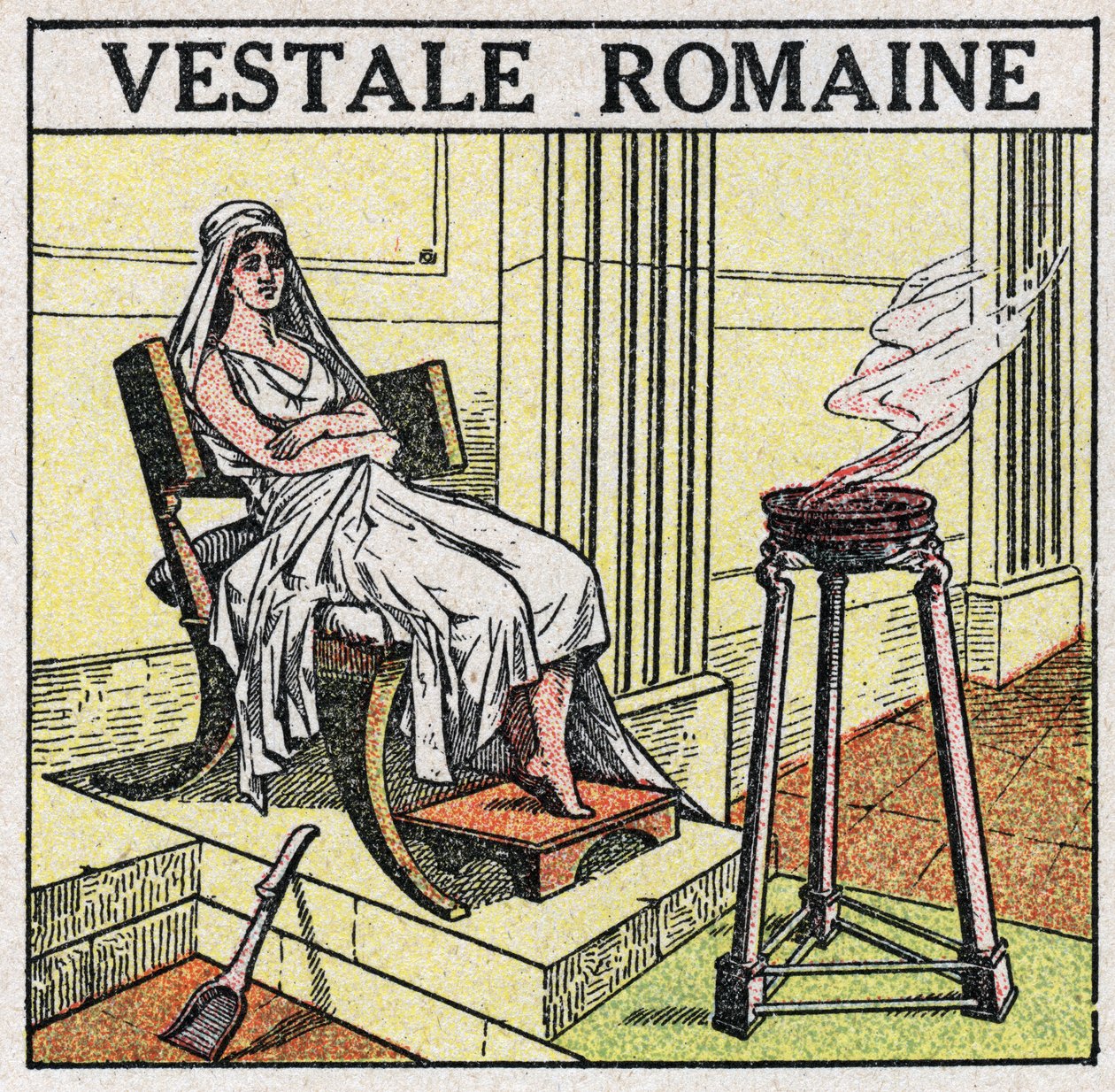 Ljuskällorna: en vestal i Romarriket för att upprätthålla en helig eld som aldrig får kunna släckas. Anonym illustration från 1925. Privat samling. av Anonymous Anonymous