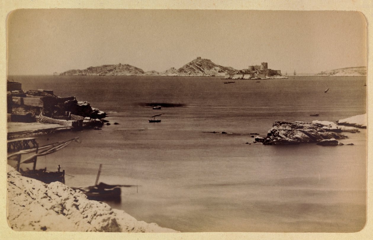 Staden Marseille och dess omgivningar runt 1885 -1890: slottet If och öarna, Privat samling av Anonymous Anonymous