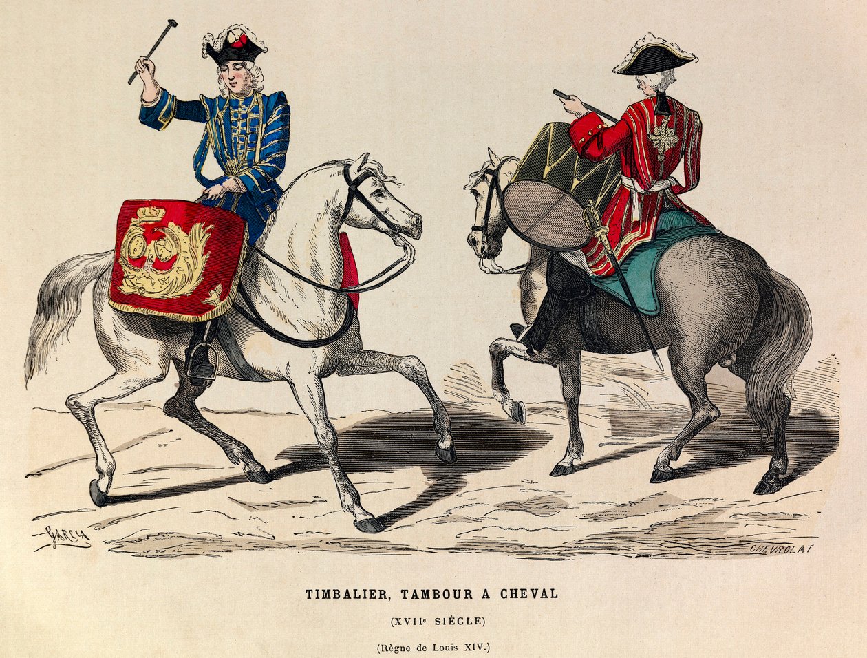 Timbalier och trumma under kung Ludvig XIV på 1600-talet - privat samling av Anonymous Anonymous