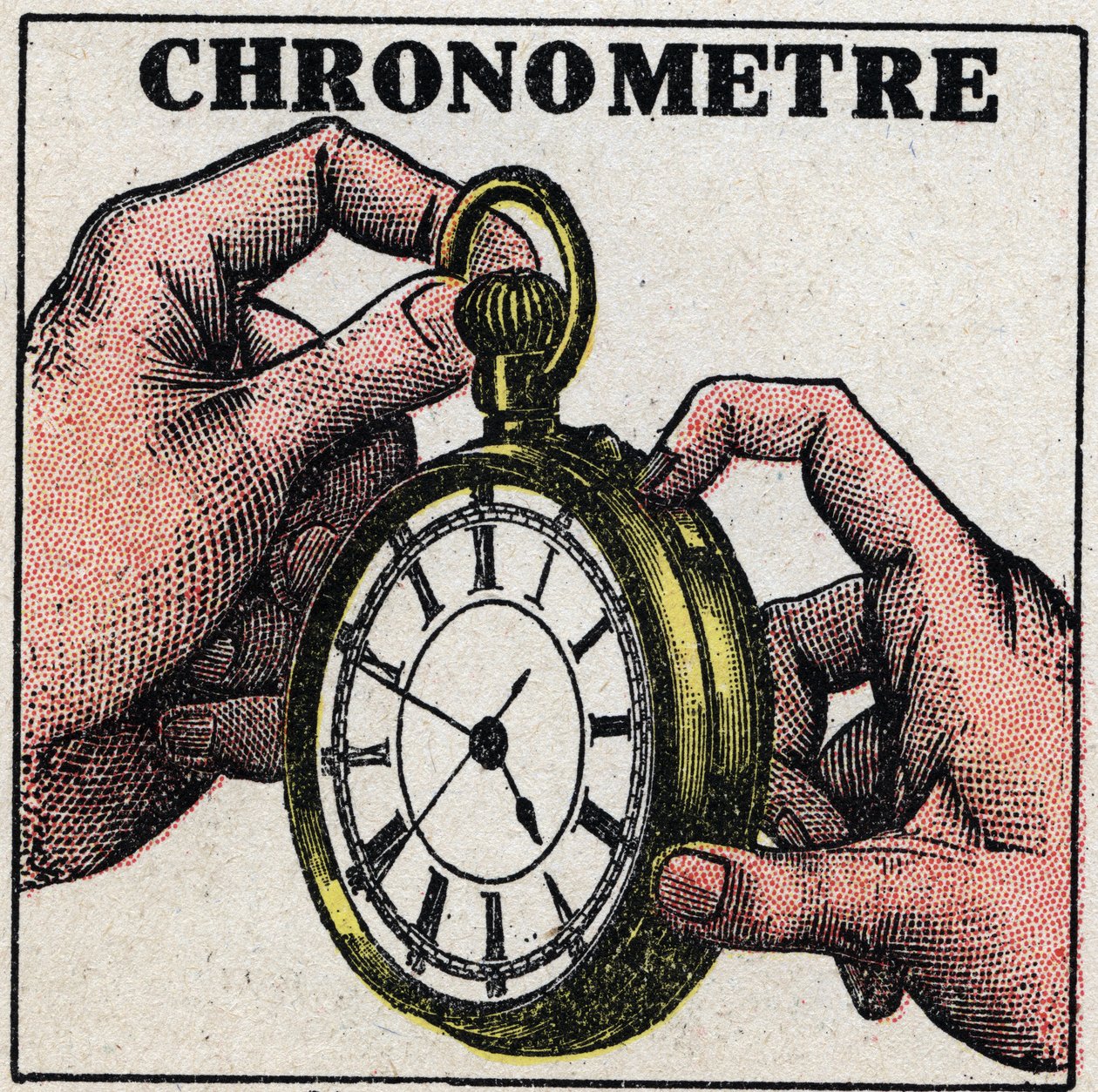 Tid: en kronometer. Anonym illustration av 1925. Privat samling. av Anonymous Anonymous