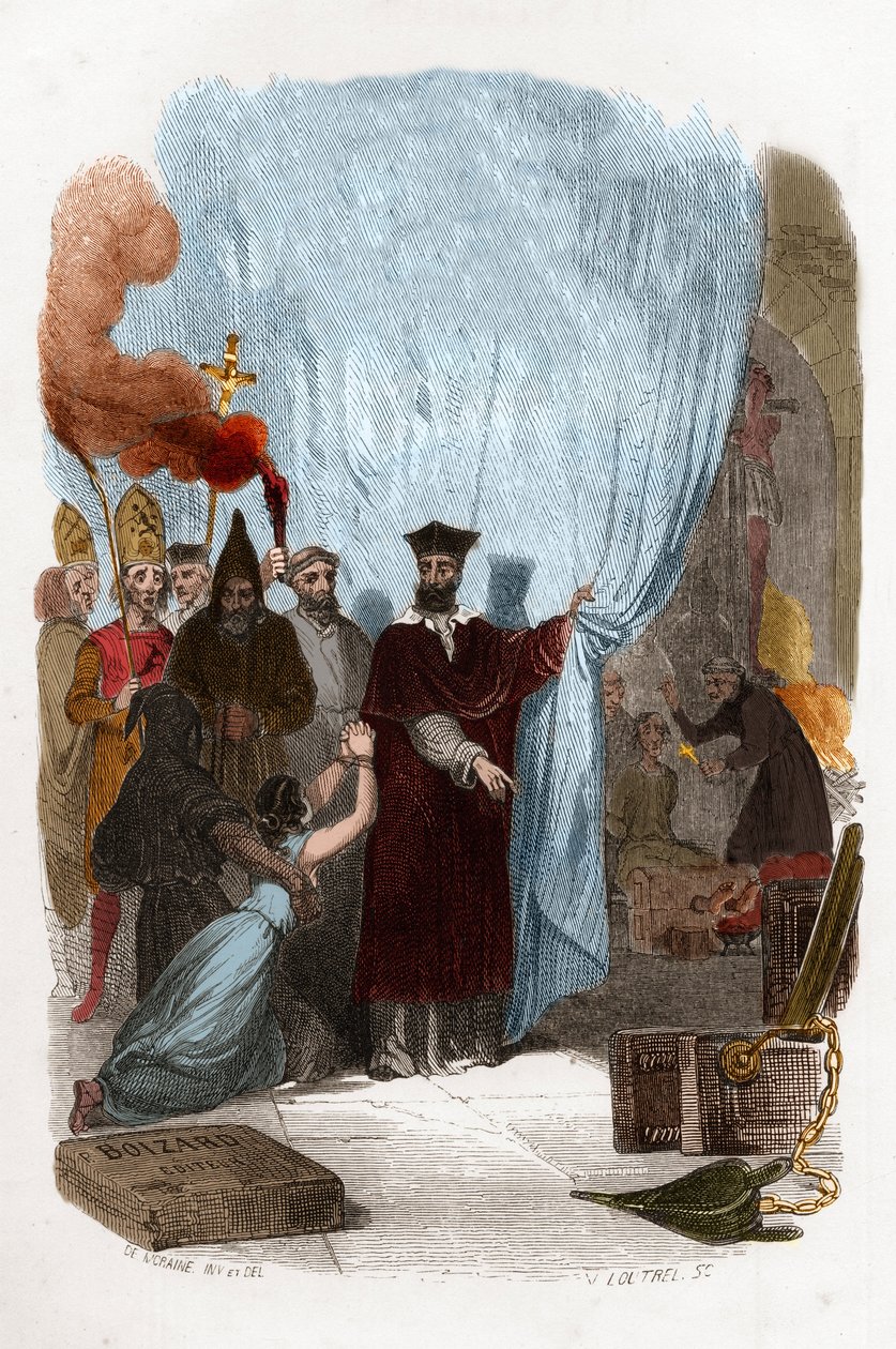 Tomas de Torquemada (1420-1498), dominikansk munkorganisatör av inkvisitionen i Spanien. Färgstick av 1800-talet. Illustration i "" Mysteres of the Inquisition and Other Secretive Societies of Spain"" Av Victor de Fereal, Suberwick, Manuel Galo av Anonymous Anonymous