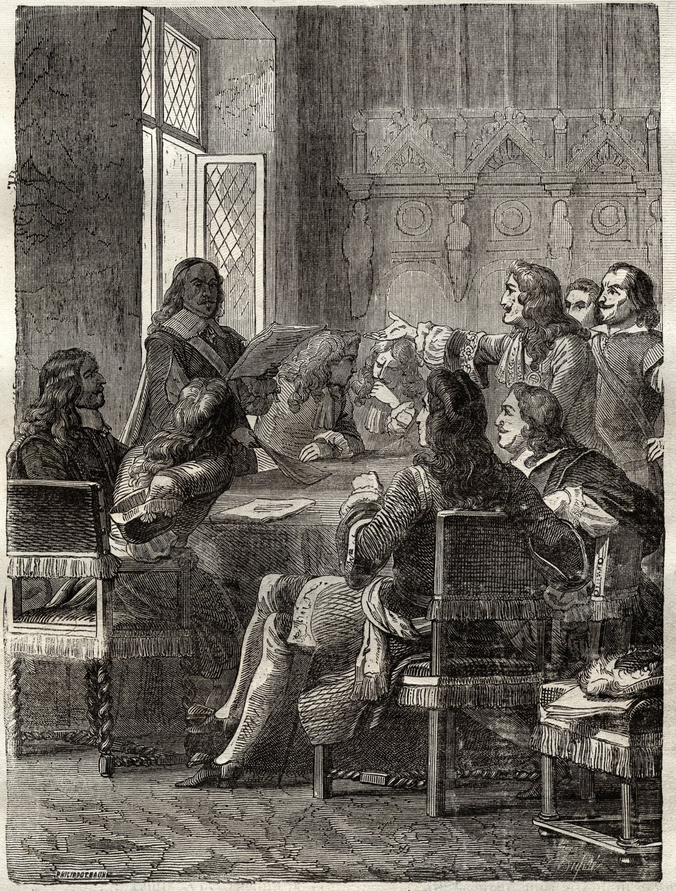 Ryswickfördraget (Ryswickfördraget, 30 oktober 1697) (slutet på Augsburgförbundets krig mellan Ludvig XIV och Stora alliansen). Gravyr av 1800-talet. Privat samling. av Anonymous Anonymous