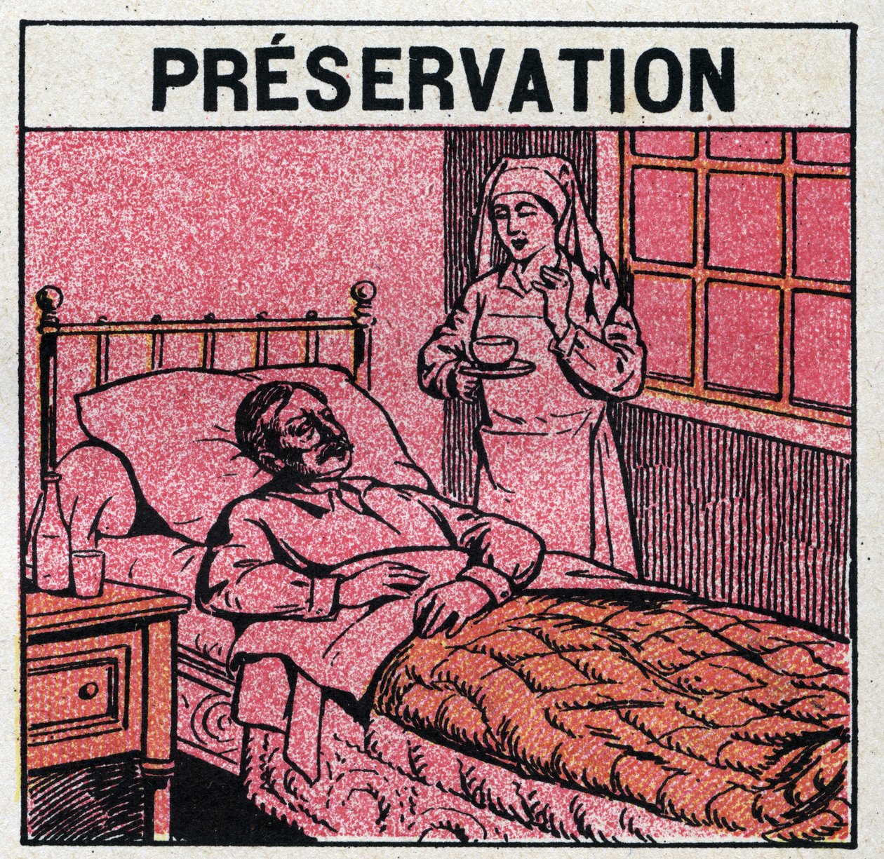 Ultravioletta strålar: för att undvika ärr orsakade av smittkoppor bör patienterna behandlas i rum eller endast gå in i rött ljus, fritt från ultravioletta strålar. Anonym illustration från 1925. Privat samling. av Anonymous Anonymous