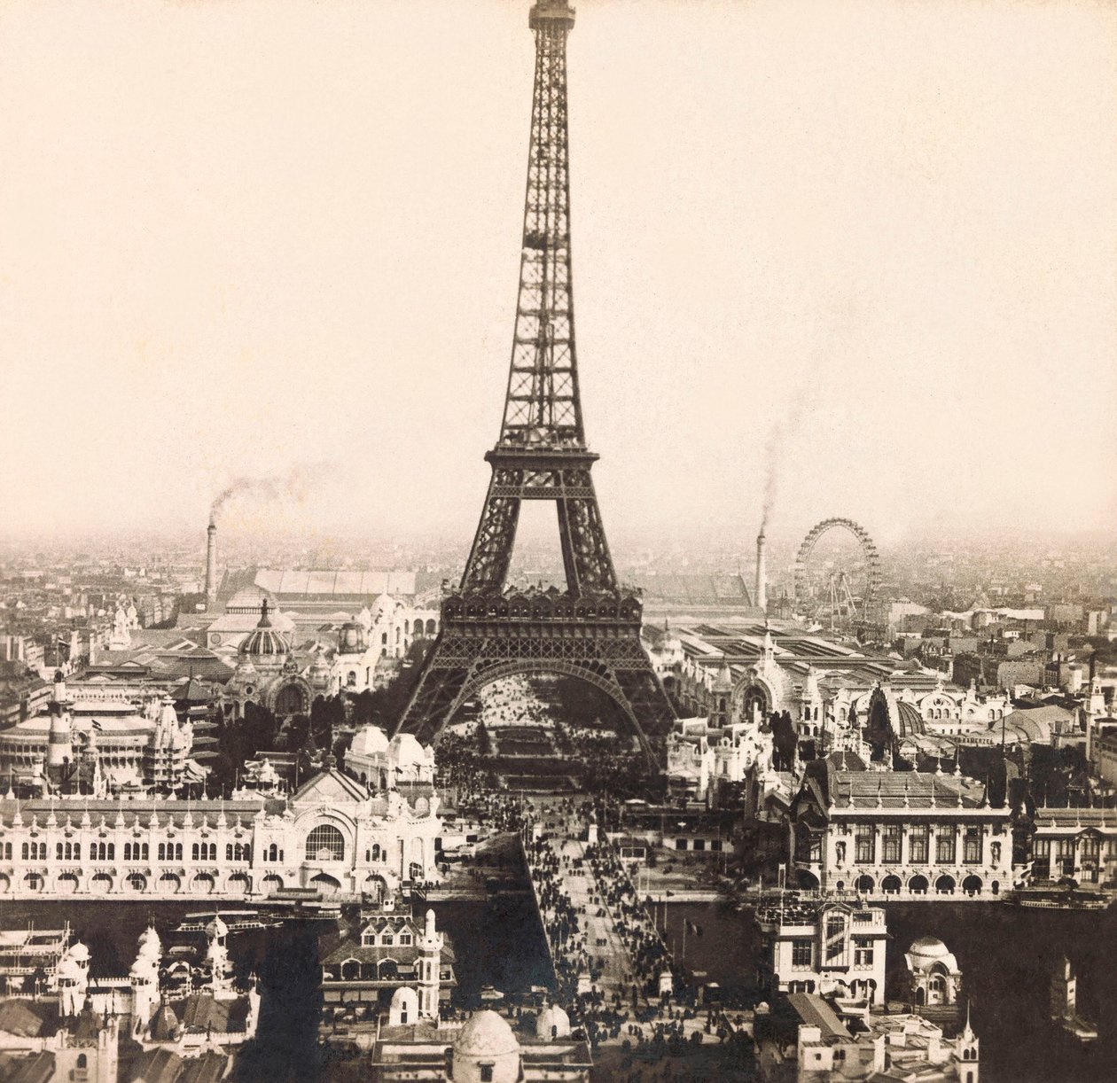 Universal Exposition of 1900 - Exposition Universelle de 1900 i Paris: Panoramautsikt över Champs de Mars - privat samling av Anonymous Anonymous