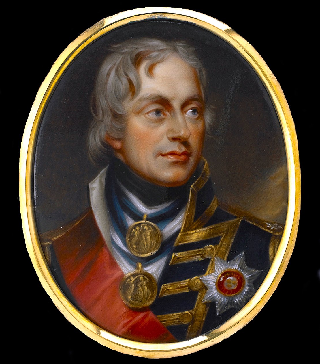 Viceamiral Horatio Nelson (Amiral Nelson) (1758-1805) - Anonym Gouache på porslin av Anonymous Anonymous
