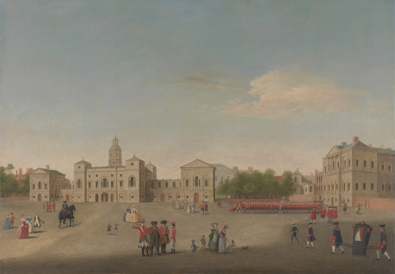 View of Horse Guards and Whitehall, c.1750 (olja på duk) av Anonymous Anonymous