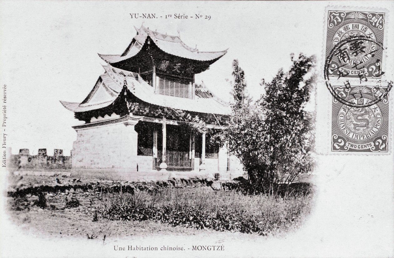Utsikt över en kinesisk bostad i Mong Tse i Yunnan-regionen i Kina Fotografi från början av 1900-talet - Privat samling av Anonymous Anonymous