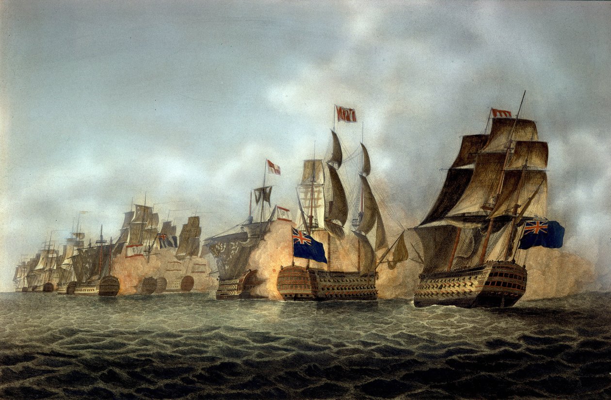 Vy över slaget vid Cape Saint-Vincent den 14/02/1797 Gravering av 1798 av Anonymous Anonymous