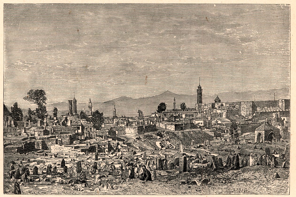 Utsikt över staden Erzurum (Erzurum) i Armenien (nu Turkiet). Gravyr i "The Catholic Missions in the XIXth Century"" av Louis-Eugene (Louis Eugene) Louvet. privat samling. av Anonymous Anonymous