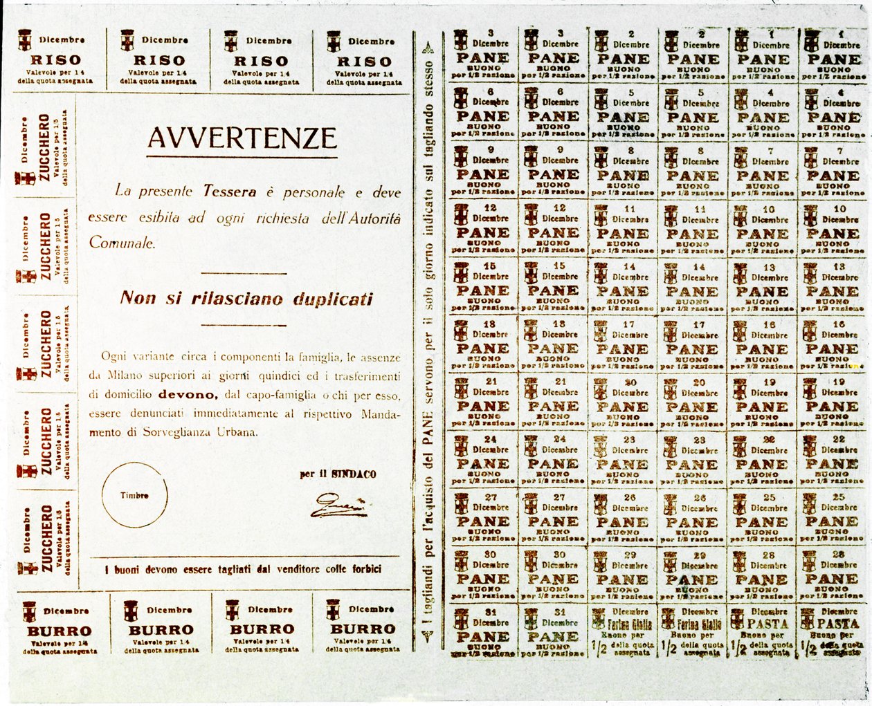 WWI: ransoneringsbiljetter för bröd, smör, socker och ris (tryck, ca 1914-1918) av Anonymous Anonymous